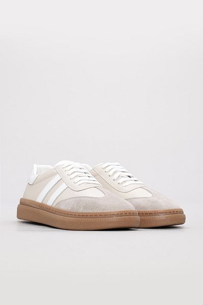 Ayakkabıhane Genuine Leather Inside and Outside Beige White Women's Casual Daily Shoes Ah08934261233