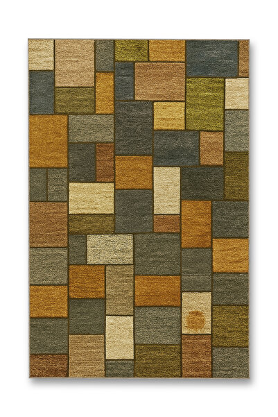 Rugs Modern Halı سجادة MOSSO متعددة الألوان بتصميم هندسي مربعات وتفاصيل منسوج...