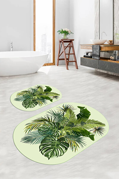 Viyana Home سجادة حمام بيضاوية الشكل مزينة بالزهور وقابلة للغسل ومضادة للانزل...