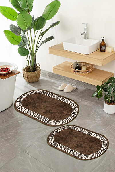Viyana Home Σετ 2 τεμαχίων με στάμπα, αντιολισθητική βάση, πλενόμενη, οβάλ, χ...
