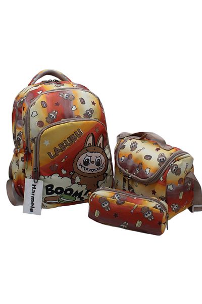 Bevitton First School Bag Set of 3 Boys Primary School Bag Labubu Character Patterned