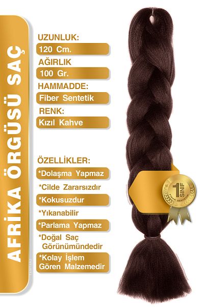 TAM TARZ Fiber Synthetic Hair for African Braid Rasta and Box Braid - Red Brown