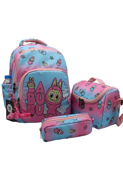 Bevitton First School Bag Set of 3 Girls' Primary School Bag Labubu Character Patterned