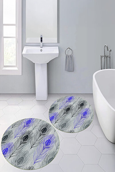 Viyana Home Covoraș de baie rotund, lavabil, cu bază digitală anti-alunecare,...