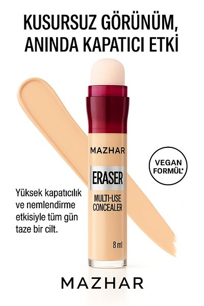 mazhar Concealer with Sponge Providing Intense Coverage and Brightening Effect