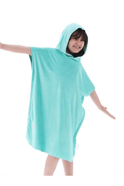 RJ Sky blue baby bathrobe made of soft, wift fabric and a highly absorbent, quick-drying hood.