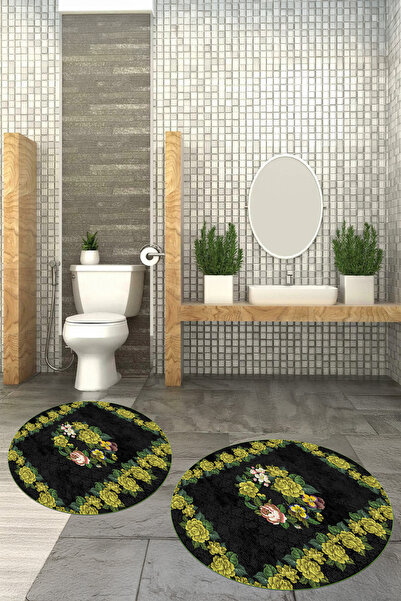 Viyana Home Covoraș de baie rotund, lavabil, cu bază anti-alunecare imprimată...