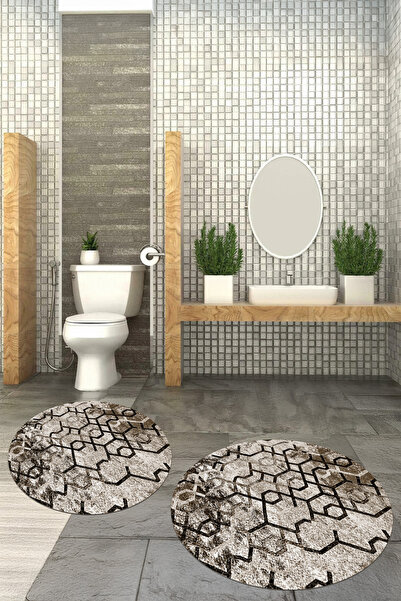 Viyana Home Covoraș de baie rotund, lavabil, cu bază anti-alunecare imprimată...