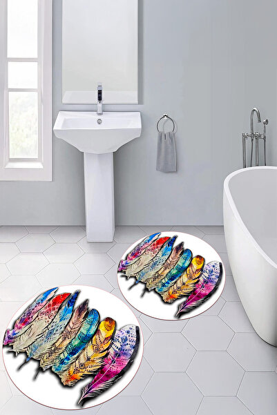 Viyana Home Covoraș de baie rotund, lavabil, cu bază digitală anti-alunecare,...