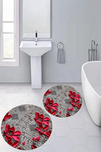 Viyana Home Covoraș de baie rotund, lavabil, cu bază digitală anti-alunecare,...