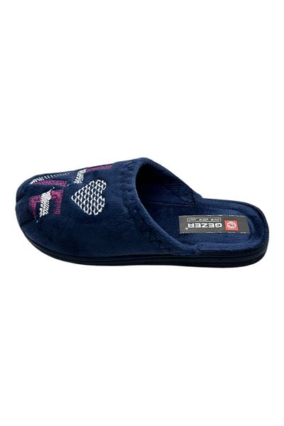 GEZER Papuci de casa pentru dama, albastri cu imprimeu LOVE, marime 36, 22.5 cm, comozi si caldurosi