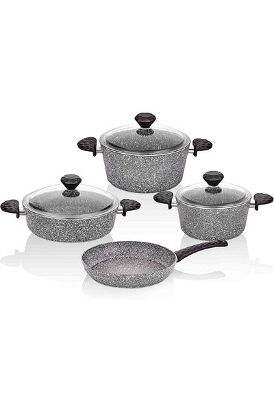 Taç TACA Stone 7 Piece Cookware Set, Grey