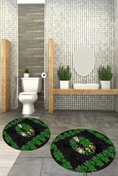 Viyana Home Covoraș de baie rotund, lavabil, cu bază anti-alunecare imprimată...