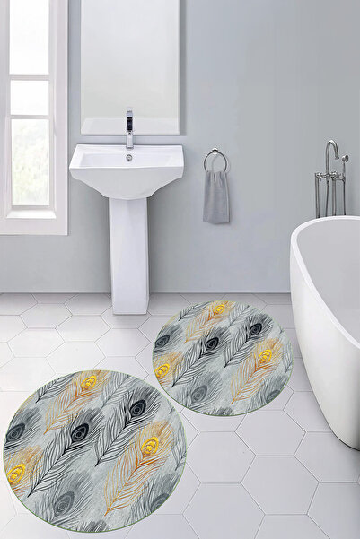 Viyana Home Covoraș de baie rotund, lavabil, cu bază digitală anti-alunecare,...