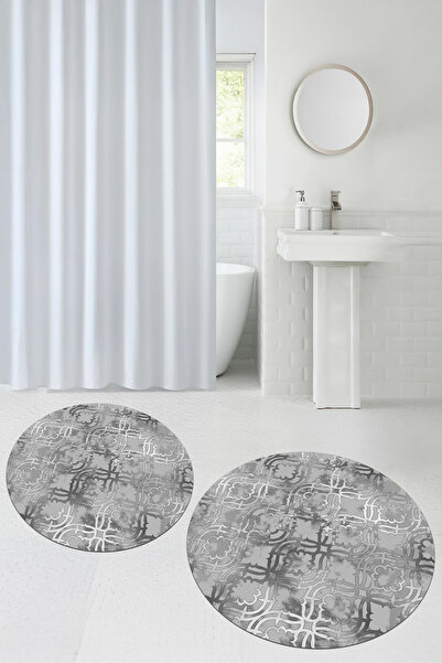 Viyana Home Covoraș de baie rotund, lavabil, cu bază anti-alunecare imprimată...