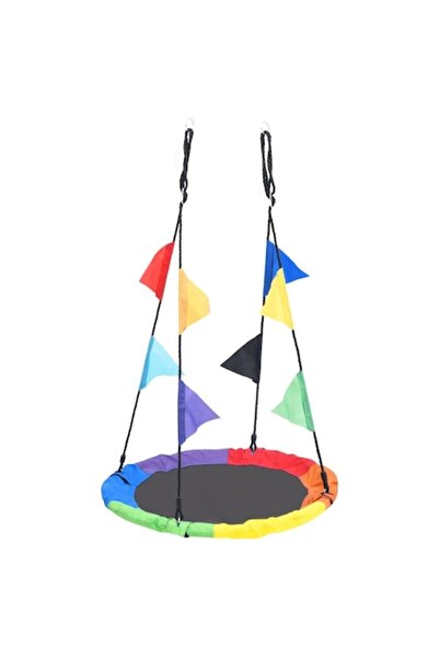 vidaxl Balansoar rotund cu steaguri curcubeu vidaXL, material textil, 100 x 1...