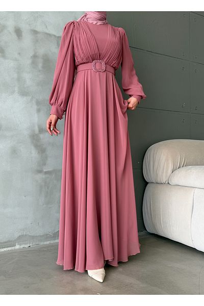 Aranlı tekstil Chiffon Fabric Tettured Dress/Evening Dress