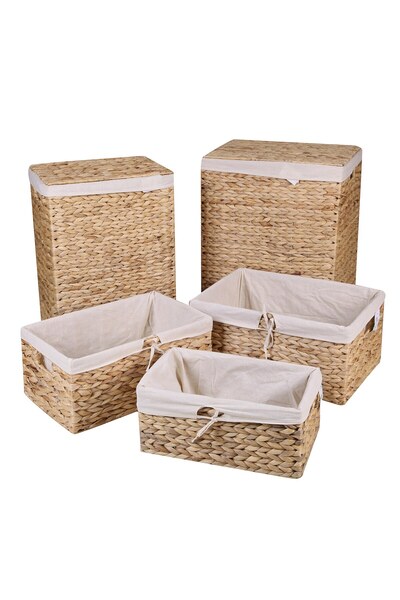 CasaLinda hasır dikdörtgen 5 parça kirli çamaşır seti