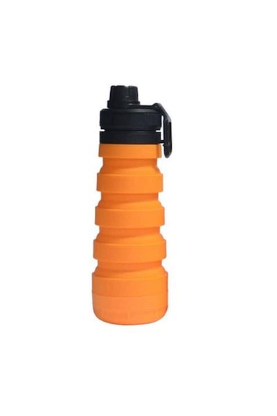 Style4Cosy Foldable Water Bottle 19.5-26 cm, Silicone Orange, 750 ml, Leak-Proof, BPA-Free