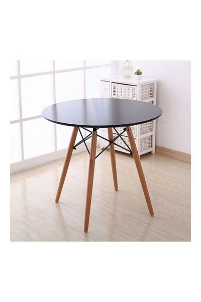 rexa Wooden Dining Table – Square Table in Black/Beige Finish (80 x 80 x 76 cm)