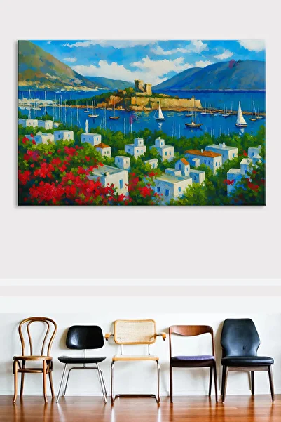 Morfil Sanat Atölyesi Basement Castle Oil Painting Effect Landscape Canvas Painting (7 Different Sizes)