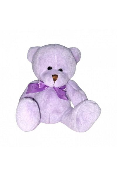 OEM Plush Toy, Bear with Satin Bow, 19 cm, Purple