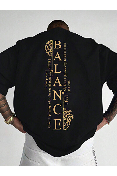 cc collection Ανδρικό μπλουζάκι oversize με στάμπα Balance, άνετο και κομψό σ...