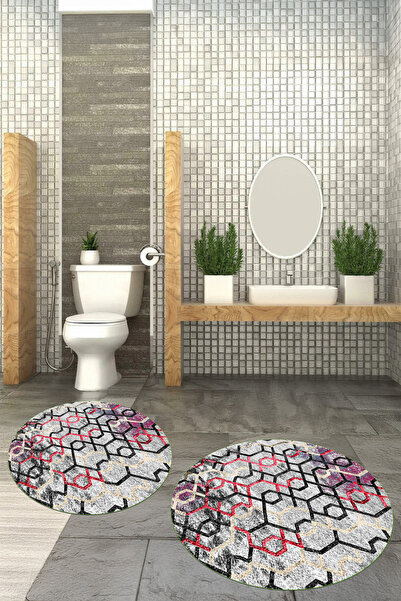 Viyana Home Σετ 2 τεμαχίων με στάμπα, αντιολισθητική βάση, πλενόμενη στρογγυλ...