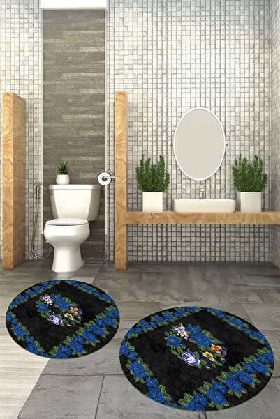 Viyana Home Covoraș de baie rotund, lavabil, cu bază anti-alunecare imprimată...