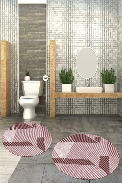 Viyana Home Covoraș de baie rotund, lavabil, cu bază anti-alunecare imprimată...