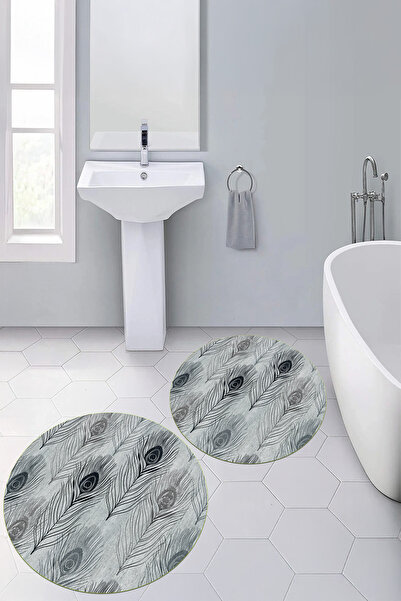 Viyana Home Covoraș de baie rotund, lavabil, cu bază digitală anti-alunecare,...