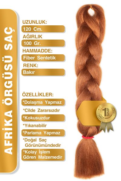 TAM TARZ Fiber Synthetic Hair for African Braid Rasta and Box Braid - Copper