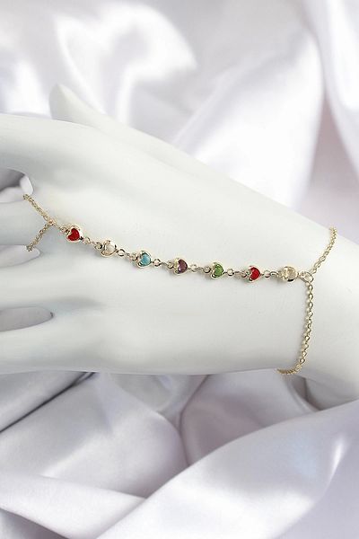 Clariss Brass Colored Heart Zircon Stone Y Model Gold Color Women's Shahmeran