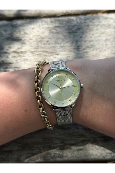 Ferrucci Silver Color Stylish Steel Butterfly and Heart Motifed Waterproof Women's Watch with Wicket Cord