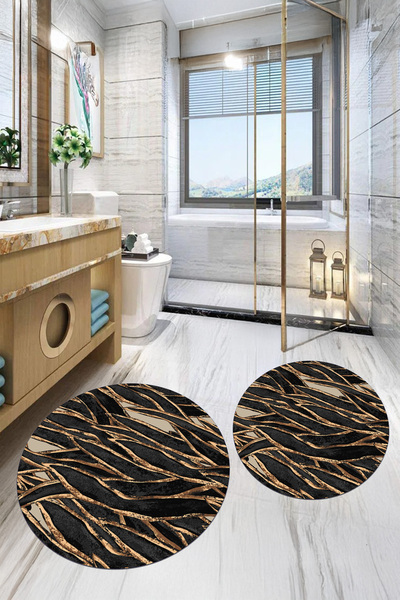 Viyana Home Covoraș de baie rotund, lavabil, cu bază digitală anti-alunecare,...