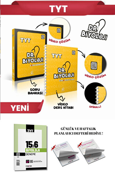 Oksijen Yayınları 2026 TYT DR.BİYOLOJİ SORU BANKASI + VİDEO DERS KİTABI 2 Lİ ...