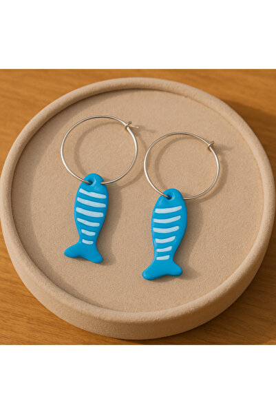 Lu Atelier Maahi Handmade Blue Fish Figured Hoop Earrings – Summer Collection