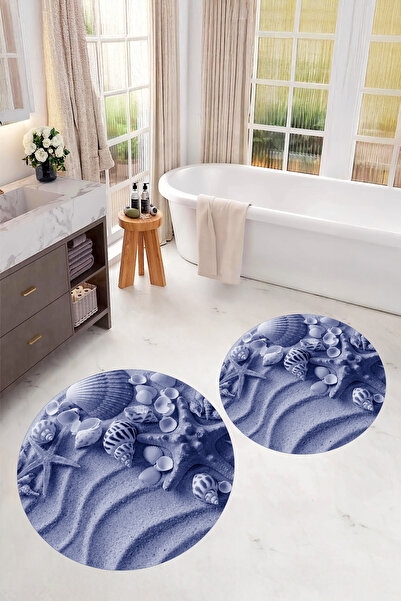 Viyana Home Covoraș de baie rotund, lavabil, cu bază anti-alunecare, imprimat...