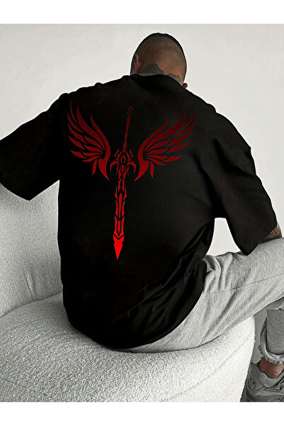 cc collection Tricou supradimensionat pentru bărbați cu imprimeu Winged Sword...