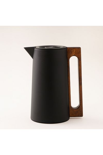 Dallaty Steel Vacuum Flask Flask With Wood Handle 1L, Black
