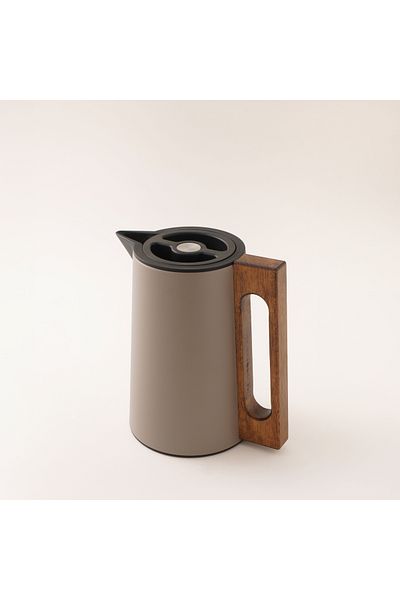 Dallaty Steel Vacuum Flask Flask With Wood Handle 0.6L, Light Beige