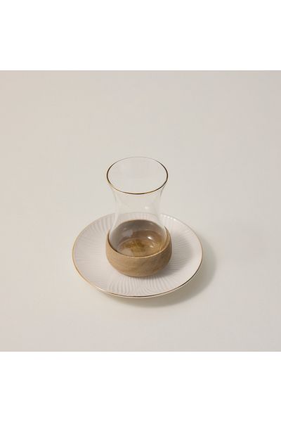 Dallaty 18 Pcs Arabic Tea And Coffee Set White Blend