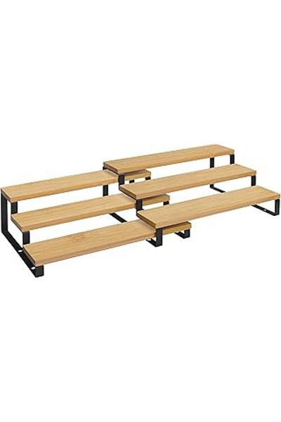 starnewstore Songmics Spice Racks, Kitchen Racks, Free Standing, Kitchen Organizer, Set of 2, Bamboo, 3 R Each