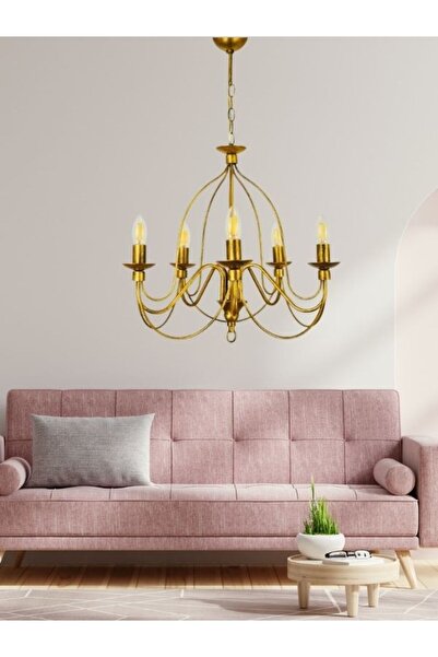 LBX LİGHTİNG BOX Yıldız Home Calista Kontes 5.li Eskitme Rustik Avize