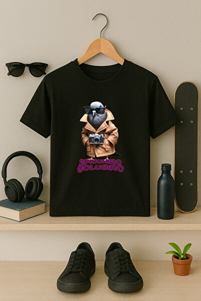 BLITZ ISTANBUL SpijuniroGolubiro Tricou pentru copii cu imprimeu italian Brainrot Design, Detective Pigeon 4-13 ani
