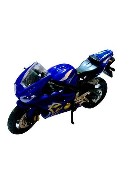 OEM Metallic Motorcycle Model with Rubber Wheels, 1:18 Scale, Blue