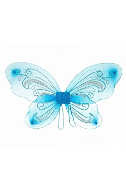 OEM Aripi de fluture pe ramă metalică modelabilă, albastru cu sclipici argintiu