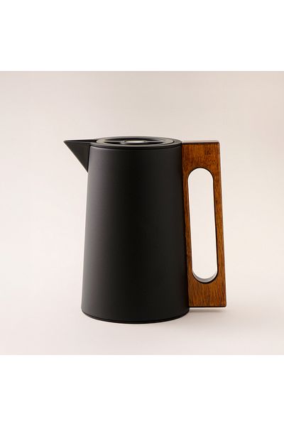 Dallaty Steel Vacuum Flask Flask With Wood Handle 0.6L, Black