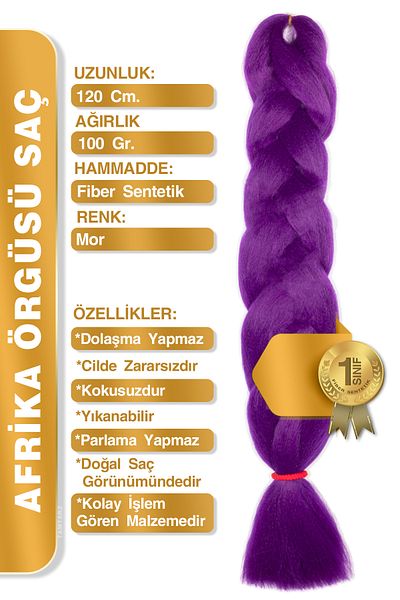 TAM TARZ Fiber Synthetic Hair for African Braid Rasta and Box Braid - Purple