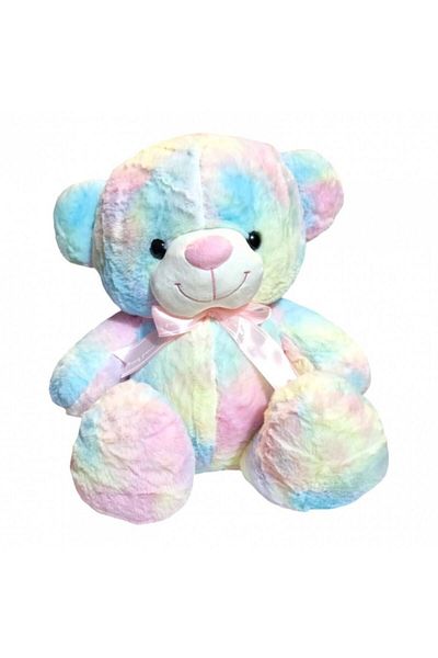 OEM Jucarie de plus, urs cu fundita satinata, 35 cm, multicolor